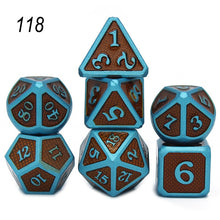 Load image into Gallery viewer, Dados Rpg Dice Table Games Sales Promotion Polyhedral Metal Dices Zinc Alloy Numerical Dnd Dice 7 Set D4 D6 D8 D10 D12 D20