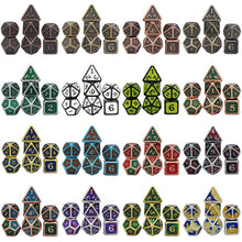 Load image into Gallery viewer, Dados Rpg Dice Table Games Sales Promotion Polyhedral Metal Dices Zinc Alloy Numerical Dnd Dice 7 Set D4 D6 D8 D10 D12 D20