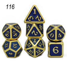 Load image into Gallery viewer, Dados Rpg Dice Table Games Sales Promotion Polyhedral Metal Dices Zinc Alloy Numerical Dnd Dice 7 Set D4 D6 D8 D10 D12 D20