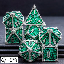 Load image into Gallery viewer, Dragon Marked Metal Polyhedral Dragon Dice For Dungeon and Dragon Pathfinder Role Playing Game D20 D12 D10 D8 D6 D4 DND Dice Set