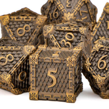 Load image into Gallery viewer, Dragon Scale Metal DND Dice Set, Dungeon and Dragon Polyhedral D&D Dice Sets, D and D D+D RPG 20 Sided Dice D20 D12 D10 D% D8 D6 D4