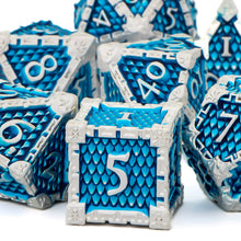 Load image into Gallery viewer, Dragon Scale Metal DND Dice Set, Dungeon and Dragon Polyhedral D&D Dice Sets, D and D D+D RPG 20 Sided Dice D20 D12 D10 D% D8 D6 D4