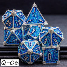 Load image into Gallery viewer, Dragon Marked Metal Polyhedral Dragon Dice For Dungeon and Dragon Pathfinder Role Playing Game D20 D12 D10 D8 D6 D4 DND Dice Set