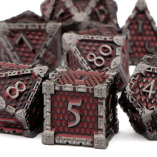 Load image into Gallery viewer, Dragon Scale Metal DND Dice Set, Dungeon and Dragon Polyhedral D&D Dice Sets, D and D D+D RPG 20 Sided Dice D20 D12 D10 D% D8 D6 D4