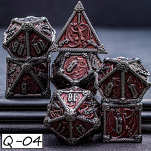 Load image into Gallery viewer, Dragon Marked Metal Polyhedral Dragon Dice For Dungeon and Dragon Pathfinder Role Playing Game D20 D12 D10 D8 D6 D4 DND Dice Set