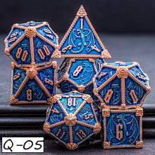 Load image into Gallery viewer, Dragon Marked Metal Polyhedral Dragon Dice For Dungeon and Dragon Pathfinder Role Playing Game D20 D12 D10 D8 D6 D4 DND Dice Set