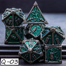 Load image into Gallery viewer, Dragon Marked Metal Polyhedral Dragon Dice For Dungeon and Dragon Pathfinder Role Playing Game D20 D12 D10 D8 D6 D4 DND Dice Set