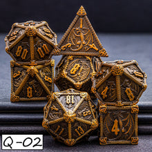 Load image into Gallery viewer, Dragon Marked Metal Polyhedral Dragon Dice For Dungeon and Dragon Pathfinder Role Playing Game D20 D12 D10 D8 D6 D4 DND Dice Set
