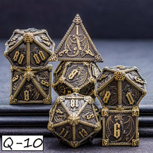 Load image into Gallery viewer, Dragon Marked Metal Polyhedral Dragon Dice For Dungeon and Dragon Pathfinder Role Playing Game D20 D12 D10 D8 D6 D4 DND Dice Set