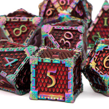 Load image into Gallery viewer, Dragon Scale Metal DND Dice Set, Dungeon and Dragon Polyhedral D&D Dice Sets, D and D D+D RPG 20 Sided Dice D20 D12 D10 D% D8 D6 D4