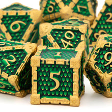 Load image into Gallery viewer, Dragon Scale Metal DND Dice Set, Dungeon and Dragon Polyhedral D&D Dice Sets, D and D D+D RPG 20 Sided Dice D20 D12 D10 D% D8 D6 D4