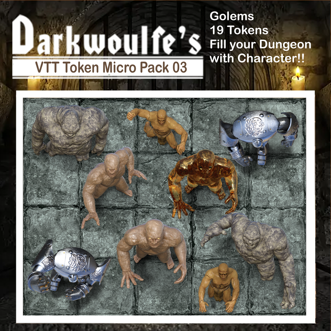 Darkwoulfe's Virtual Tabletop(VTT) Token Micro Pack Vol3 - Golems