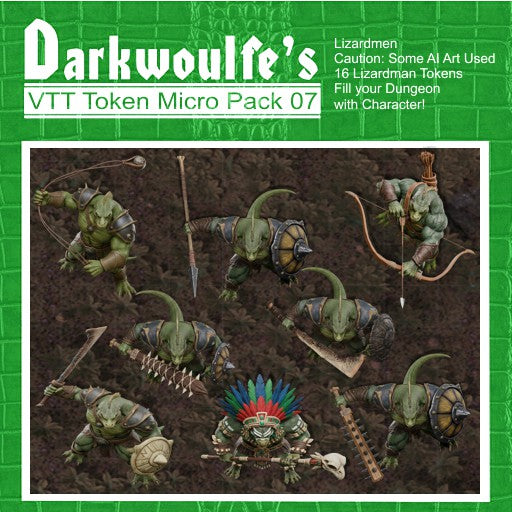 Darkwoulfe's Virtual Tabletop(VTT) Token Micro Pack Vol7 - Lizardmen