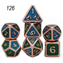 Load image into Gallery viewer, Dados Rpg Dice Table Games Sales Promotion Polyhedral Metal Dices Zinc Alloy Numerical Dnd Dice 7 Set D4 D6 D8 D10 D12 D20
