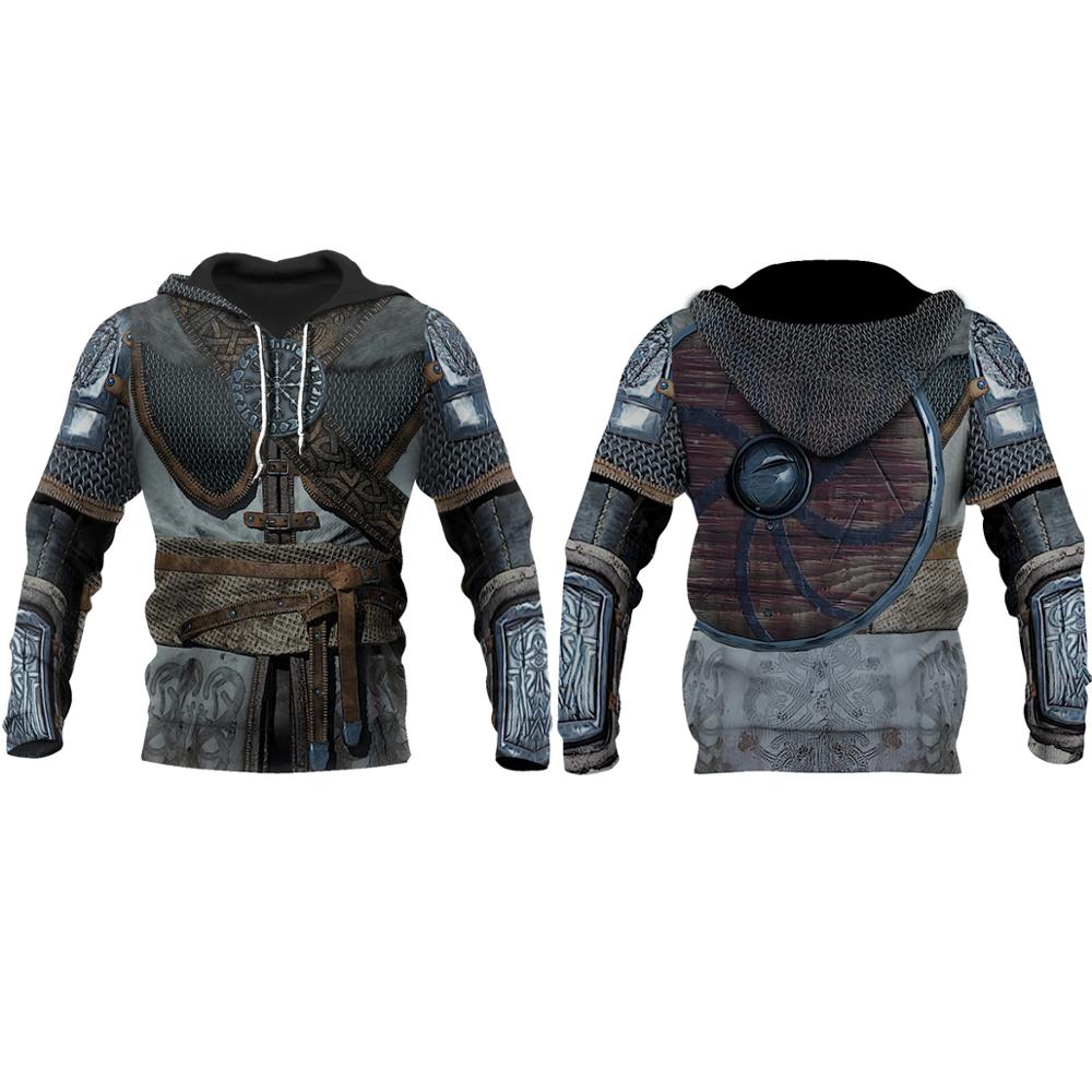 Viking Armor - Tattoo 3D All Over Printed Men hoodies Harajuku Fashion hooded Sweatshirt Unisex Casual jacket Zip Hoodie WJ002