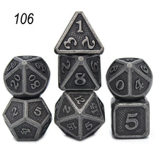 Load image into Gallery viewer, Dados Rpg Dice Table Games Sales Promotion Polyhedral Metal Dices Zinc Alloy Numerical Dnd Dice 7 Set D4 D6 D8 D10 D12 D20
