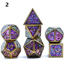 Load image into Gallery viewer, Starlight 7pcs/Set dnd dice Set Dados rpg Dobbelstenen Rol Polyhedral Dices Metal Dice d4 - d20 Symphony Colorful Powder Dice
