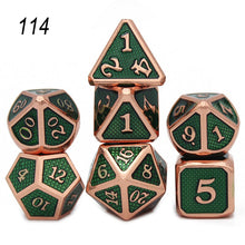 Load image into Gallery viewer, Dados Rpg Dice Table Games Sales Promotion Polyhedral Metal Dices Zinc Alloy Numerical Dnd Dice 7 Set D4 D6 D8 D10 D12 D20
