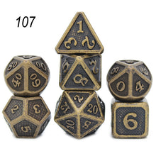 Load image into Gallery viewer, Dados Rpg Dice Table Games Sales Promotion Polyhedral Metal Dices Zinc Alloy Numerical Dnd Dice 7 Set D4 D6 D8 D10 D12 D20
