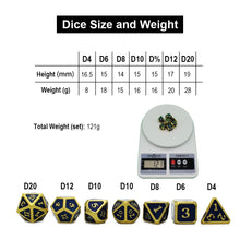 Load image into Gallery viewer, Dados Rpg Dice Table Games Sales Promotion Polyhedral Metal Dices Zinc Alloy Numerical Dnd Dice 7 Set D4 D6 D8 D10 D12 D20
