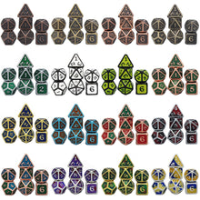 Load image into Gallery viewer, Dados Rpg Dice Table Games Sales Promotion Polyhedral Metal Dices Zinc Alloy Numerical Dnd Dice 7 Set D4 D6 D8 D10 D12 D20
