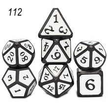 Load image into Gallery viewer, Dados Rpg Dice Table Games Sales Promotion Polyhedral Metal Dices Zinc Alloy Numerical Dnd Dice 7 Set D4 D6 D8 D10 D12 D20
