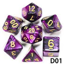 Load image into Gallery viewer, Polyhedral Dice TRPG DND Games 7Pcs/Set D4 D6 D8 D10 D12 D20 Multi Sides for Board Game
