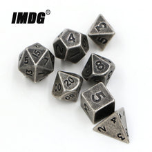 Load image into Gallery viewer, Metal DND Dice Set 7pcs/set Mini RPG Game Dice Different Nickel Small Digital Polyhedron Dice
