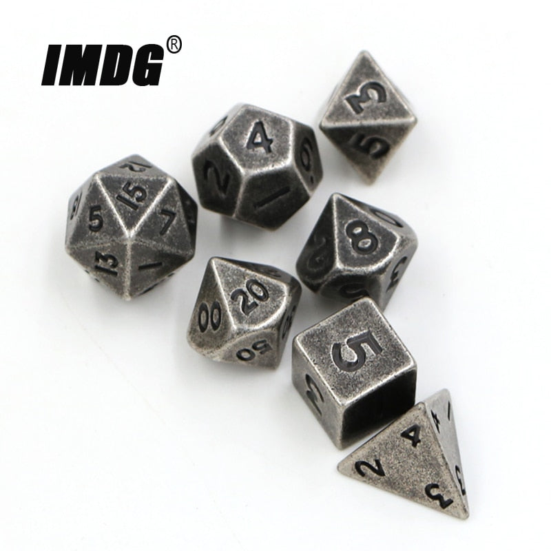 Metal DND Dice Set 7pcs/set Mini RPG Game Dice Different Nickel Small Digital Polyhedron Dice