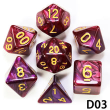 Load image into Gallery viewer, Polyhedral Dice TRPG DND Games 7Pcs/Set D4 D6 D8 D10 D12 D20 Multi Sides for Board Game
