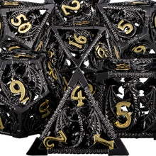 Load image into Gallery viewer, Hollow DND Dice Set D and D Role Playing Dice Dungeon and Dragon Metal D&amp;D Dice 6 Sided Polyhedral Dice D20 D12 D10 D8 D6 D4
