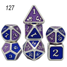 Load image into Gallery viewer, Dados Rpg Dice Table Games Sales Promotion Polyhedral Metal Dices Zinc Alloy Numerical Dnd Dice 7 Set D4 D6 D8 D10 D12 D20
