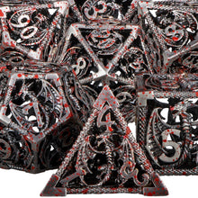 Load image into Gallery viewer, Hollow DND Dice Set D and D Role Playing Dice Dungeon and Dragon Metal D&amp;D Dice 6 Sided Polyhedral Dice D20 D12 D10 D8 D6 D4
