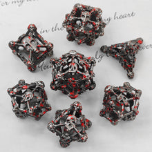 Load image into Gallery viewer, Pirate Style Metal D&amp;D Dice Set Metal Hollow Halloween Skull RPG D&amp;D Board Games Dungeons Dragons MTG TRPG D20 Polyhedral Digital Teaching Dice
