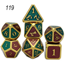 Load image into Gallery viewer, Dados Rpg Dice Table Games Sales Promotion Polyhedral Metal Dices Zinc Alloy Numerical Dnd Dice 7 Set D4 D6 D8 D10 D12 D20
