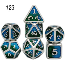 Load image into Gallery viewer, Dados Rpg Dice Table Games Sales Promotion Polyhedral Metal Dices Zinc Alloy Numerical Dnd Dice 7 Set D4 D6 D8 D10 D12 D20
