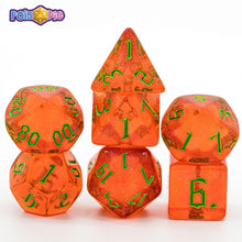 Load image into Gallery viewer, Pumpkin Poludie 7Pcs/Set DND Dice Set New Translucent D4 D6 D8 D10 D% D12 D20 Polyhedral Dice for Role Playing Board Game D&amp;D RPG MTG
