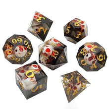 Load image into Gallery viewer, 7Pcs/set Skull Dice Red Black D4 D6 D8 D10 D% D12 D20 Polyhedral Games Dice Set For Role Playing Board Table Games
