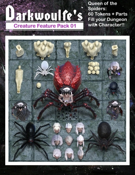 Darkwoulfes Tokens Creature Feature Vol01 - Queen Of The Spiders Token Pack