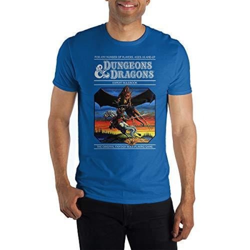 Mens Blue Dungeons & Dragons Role Play Game Graphic Tee-S / Small