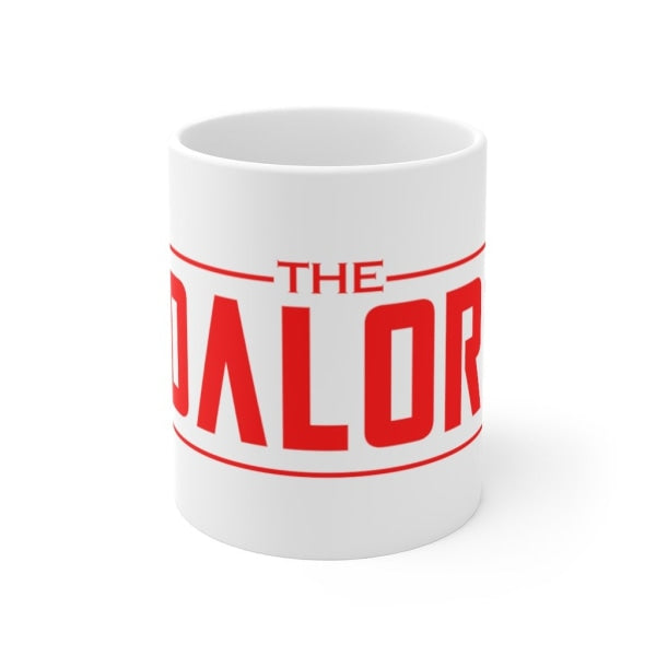 The Dadalorian 11Oz White Mug Red Lettering